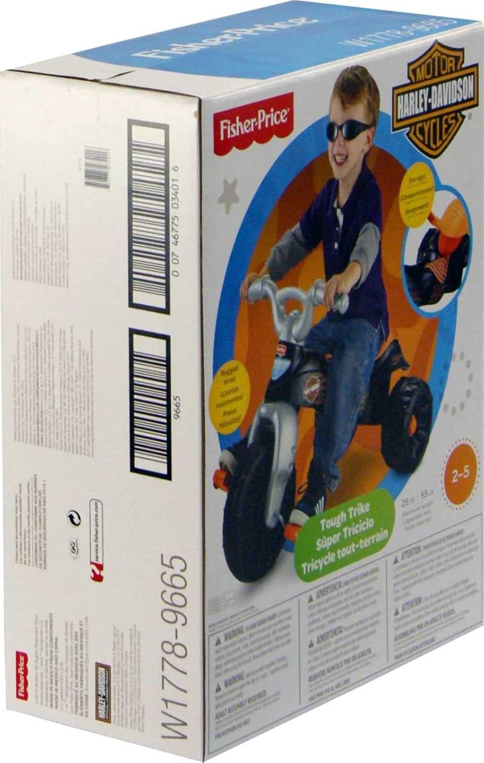Fisher-Price Toddler Tricycle Harley-Davidson Tough Trike, Toy Bike with Handlebar Grips & Storage for Outdoor Play Kids Ages 2+ Years (Amazon Exclusive)